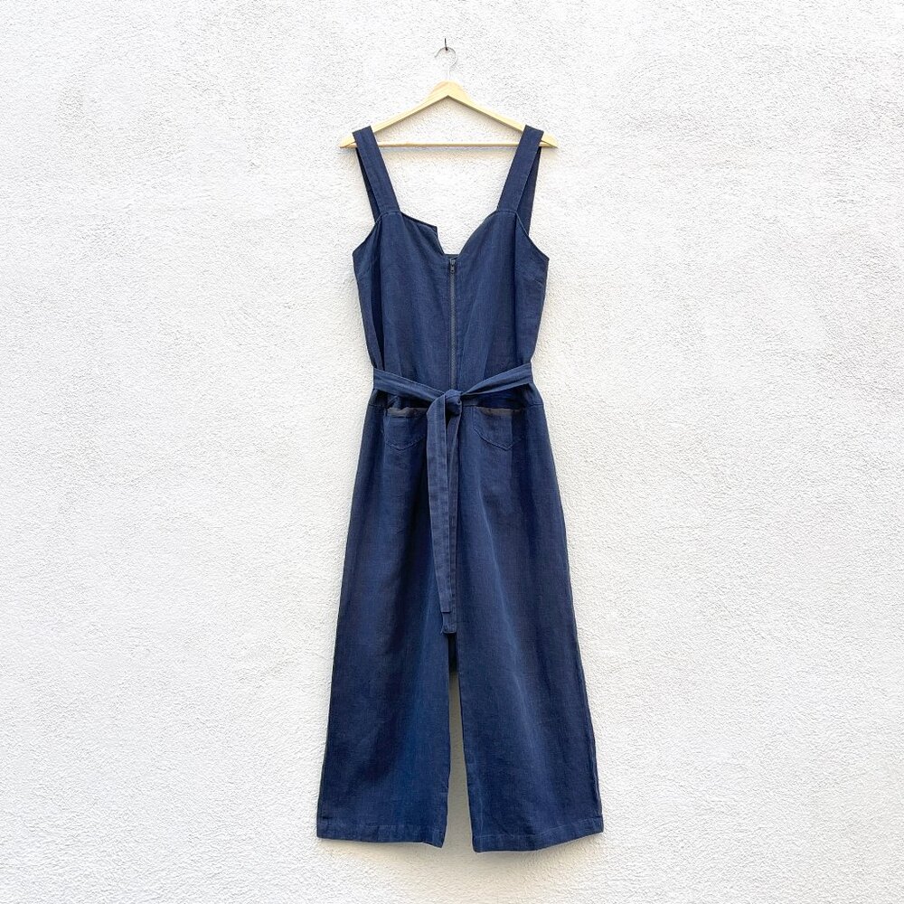Rachel Comey Navy Blue Denim Jumpsuit with Tie Waist